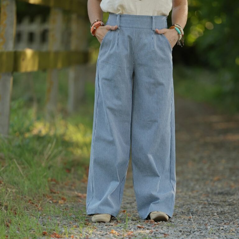 pantalon tino toile de coton raye bleu blanc 9736230 Quintessence - Pantalon Tino - Toile de coton rayé bleu blanc – 3XL