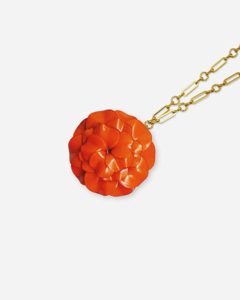 Ciléa Paris - Pendentif Géranium - Maxi – Rouge / Je ne veux pas la chaîne