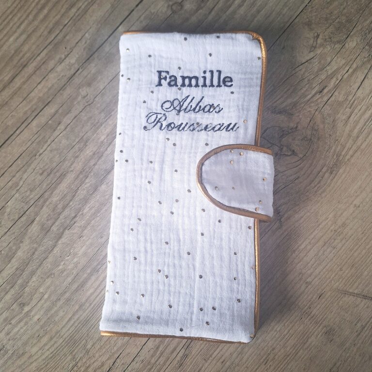 La Fabrique A DeDeuh - Protège Livret de Famille personnalisé en tissu Gaze de coton a poids doré - Couleur au choix