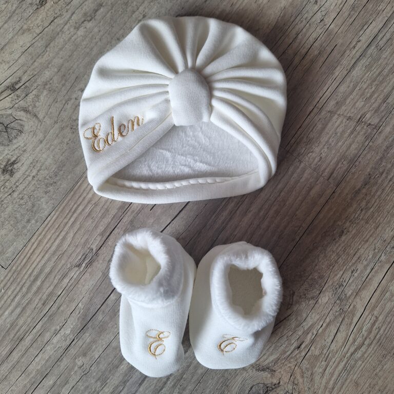 La Fabrique A DeDeuh - Ensemble: Turban avec prénom brodé noeud