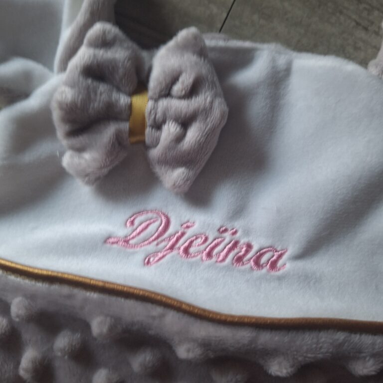 La Fabrique A DeDeuh - Doudou Ourson personnalisé 20x20cm avec Prénom et/ou Date de naissance tout en minky – Sans nœud / Juste le prénom