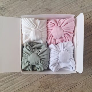 LOT: 4 Turbans en jersey extensible – finition au choix – Oeko-Tex par la marque La Fabrique À DeDeuh La Fabrique À DeDeuh - LOT: 4 Turbans en jersey extensible – finition au choix – Oeko-Tex