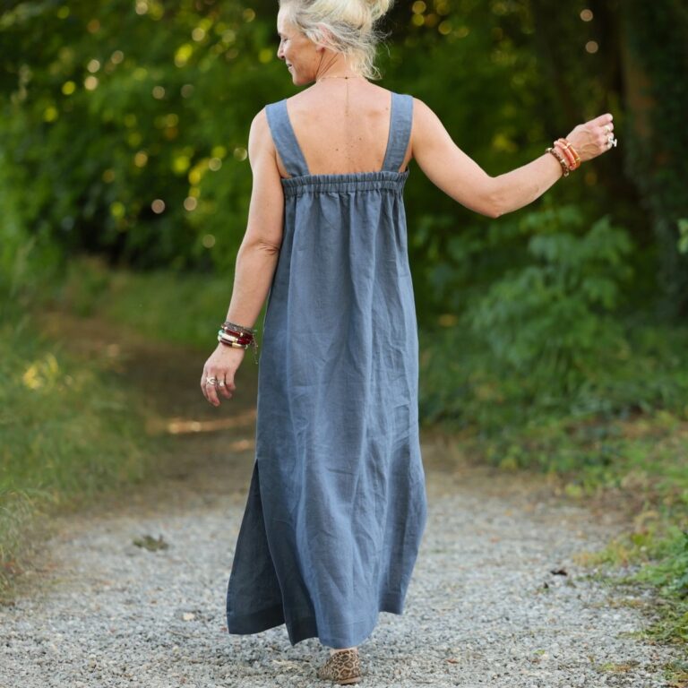 Quintessence - Robe Sybille — Lin lavé bleu jean – M