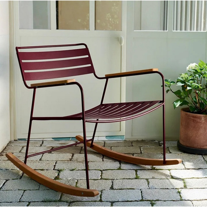 rocking chair avec accoudoirs fermob surprising en metal et bois 25 coloris FERMOB - Rocking chair avec accoudoirs FERMOB Surprising en métal et bois - 25 coloris