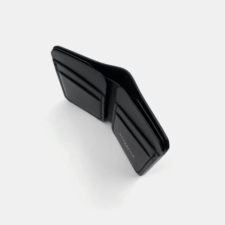 Darksails - Portefeuille Compact en Cuir Noir