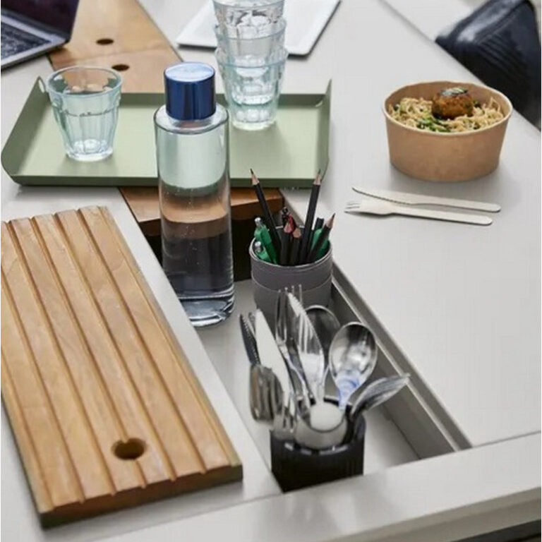 FERMOB - Table à manger rectangulaire avec rangements FERMOB Bellevie 196x90 en métal - 25 coloris