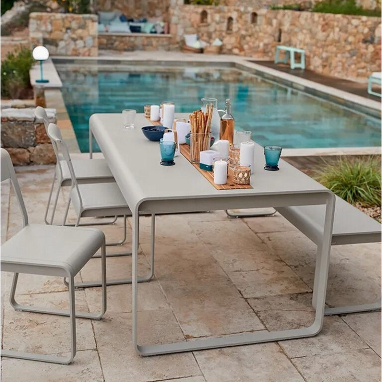 FERMOB - Table à manger rectangulaire avec rangements FERMOB Bellevie 196x90 en métal - 25 coloris