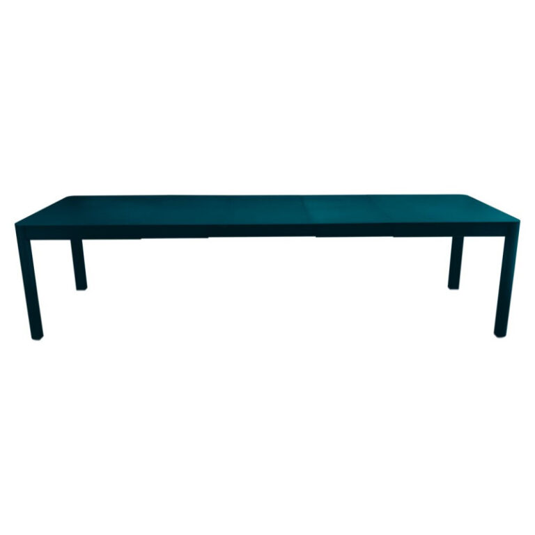 FERMOB - Table à manger rectangulaire FERMOB Ribambelle XL 3 allonges 149/299x100cm en métal - 25 coloris