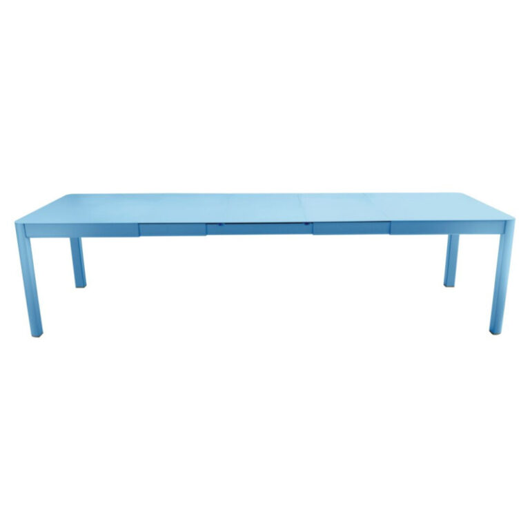 FERMOB - Table à manger rectangulaire FERMOB Ribambelle XL 3 allonges 149/299x100cm en métal - 25 coloris