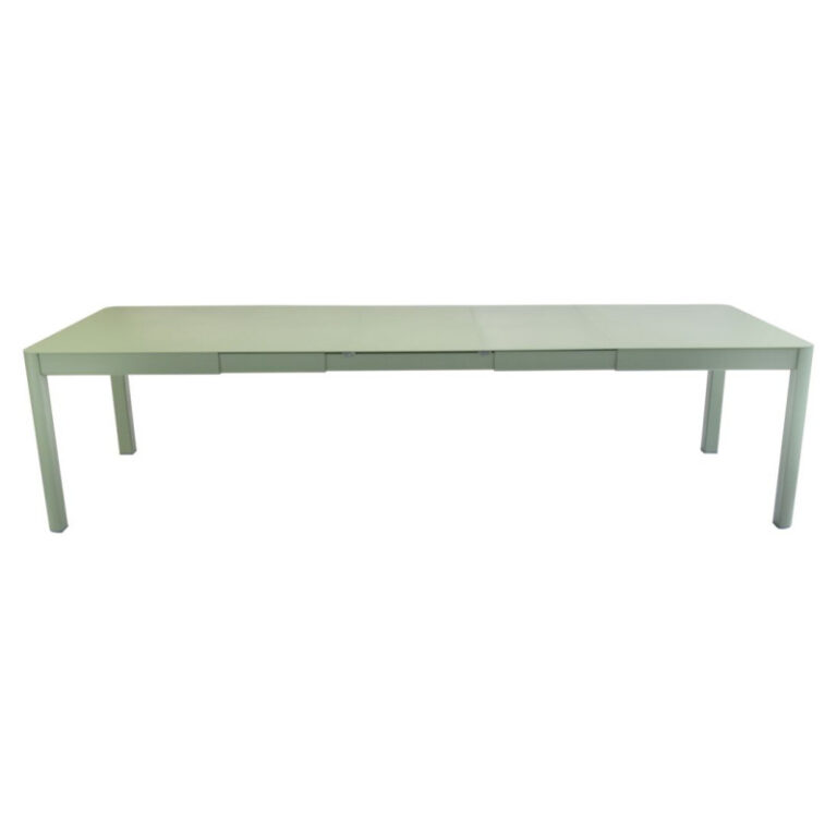 FERMOB - Table à manger rectangulaire FERMOB Ribambelle XL 3 allonges 149/299x100cm en métal - 25 coloris