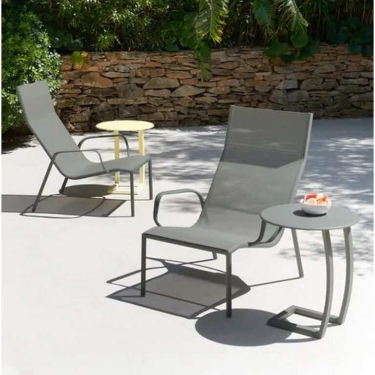 FERMOB - Table basse déportée ronde FERMOB Alizé 48cm en métal - 25 coloris