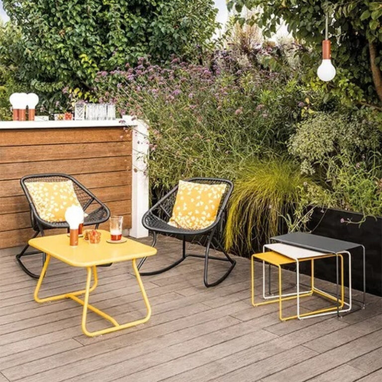 FERMOB - Table basse rectangulaire FERMOB Sixties 76x55.5cm en métal - 25 coloris