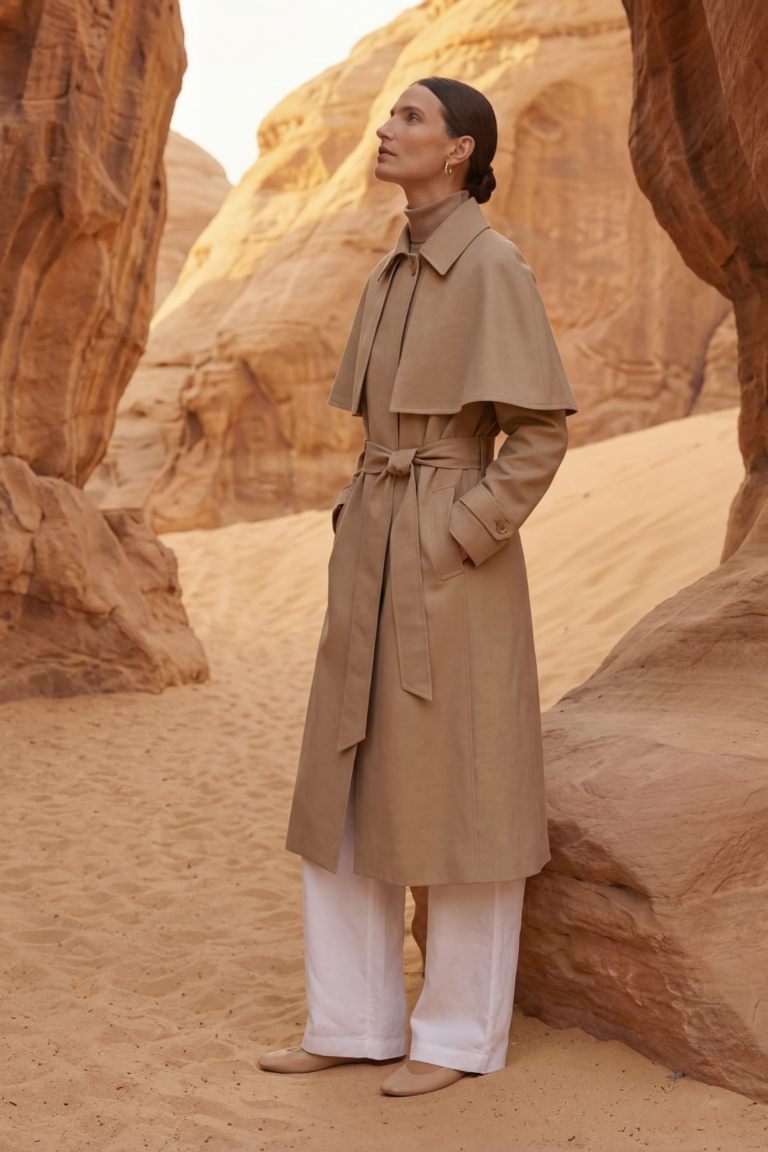 Coulange - C61 trench coat cape déperlant long beige – 46