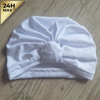 Turban simple jersey extensible blanc – Naissance/Maternité – Expédié sous 24h par la marque La Fabrique À DeDeuh La Fabrique À DeDeuh - Turban simple jersey extensible blanc – Naissance/Maternité – Expédié sous 24h