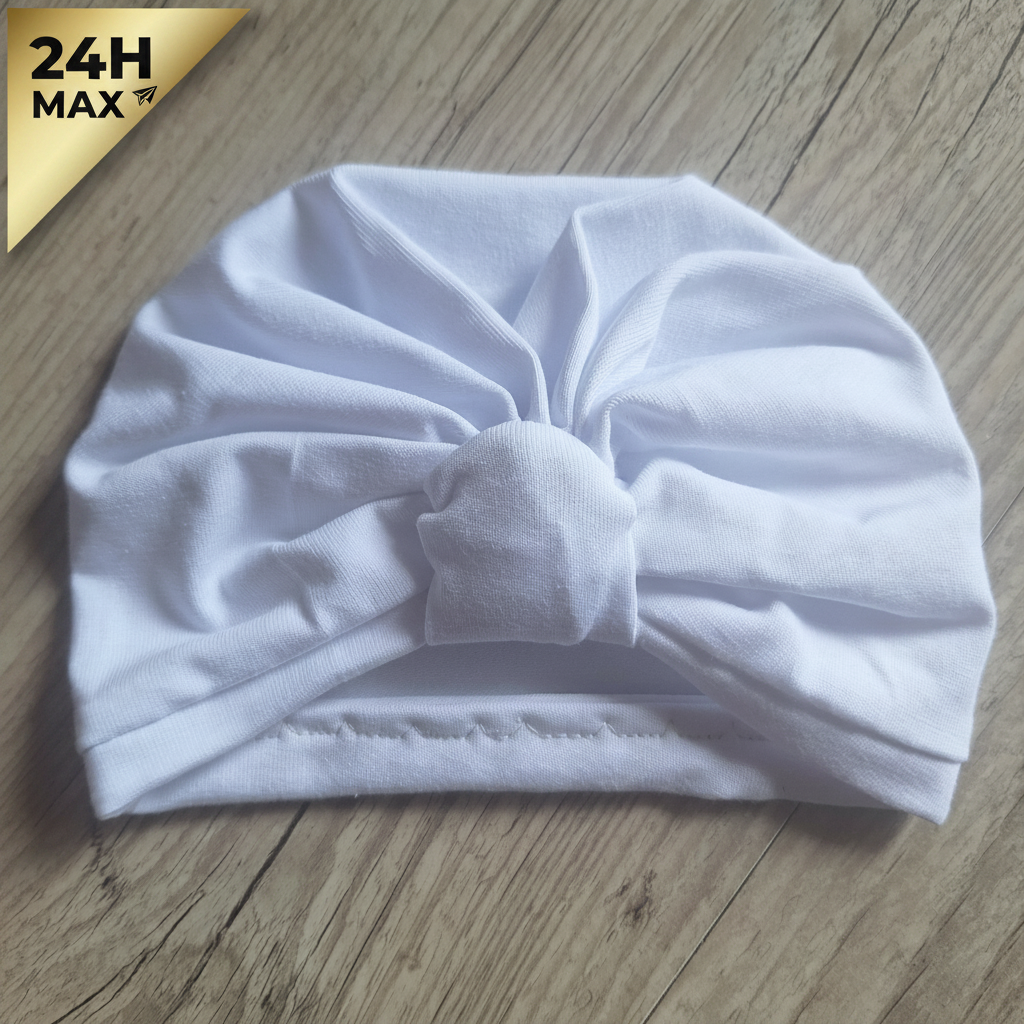 turban simple blanc 24h La Fabrique A DeDeuh - Turban simple jersey extensible blanc – Naissance/Maternité – Expédié sous 24h