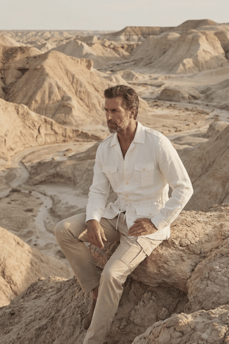 Coulange - U51 Veste Saharienne Lin blanc – 3XL