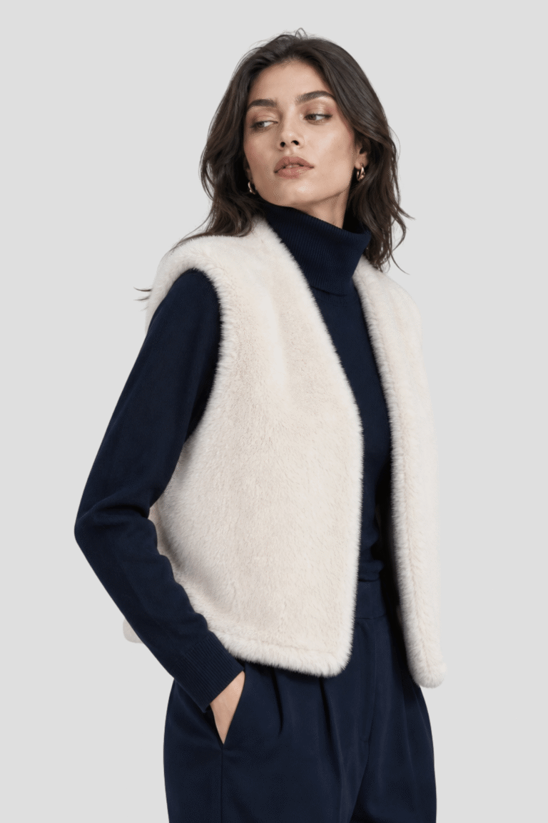 Coulange - Veste sans manches réversible drap de cachemire U35 – 46
