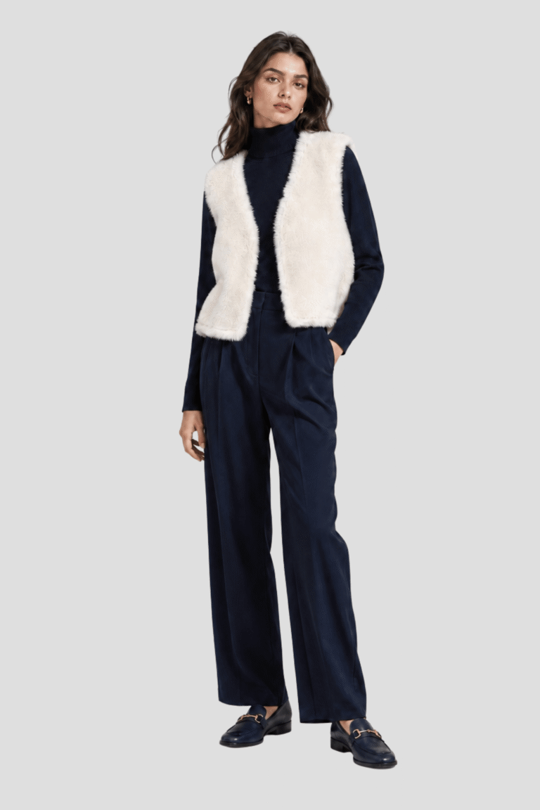 Coulange - Veste sans manches réversible drap de cachemire U35 – 46