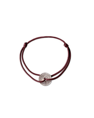 Bracelet Louvre – 5 centimes argent – Bordeaux par la marque LE SOU FRANÇAIS LE SOU FRANÇAIS - Bracelet Louvre – 5 centimes argent – Bordeaux
