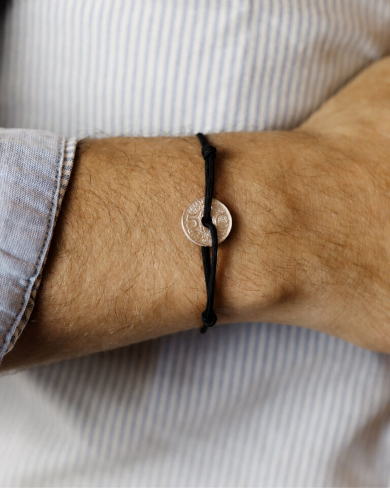 LE SOU FRANÇAIS - Bracelet Louvre - 5 centimes argent - Noir
