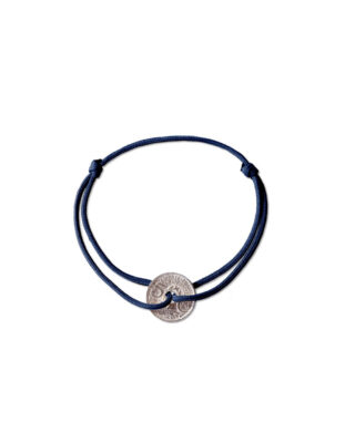 Bracelet Louvre – 5 centimes argent – Marine par la marque LE SOU FRANÇAIS LE SOU FRANÇAIS - Bracelet Louvre – 5 centimes argent – Marine