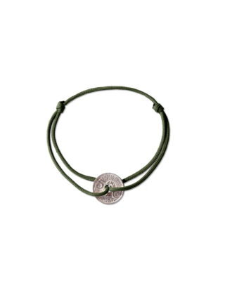 Bracelet Louvre – 5 centimes argent – Kaki par la marque LE SOU FRANÇAIS LE SOU FRANÇAIS - Bracelet Louvre – 5 centimes argent – Kaki