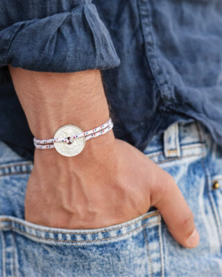Bracelet Vincennes – 10 centimes argent – Navigateur Blanc par la marque LE SOU FRANÇAIS LE SOU FRANÇAIS - Bracelet Vincennes – 10 centimes argent – Navigateur Blanc