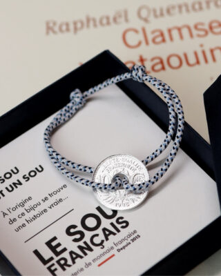 Bracelet Vincennes – 10 centimes argent – Marin par la marque LE SOU FRANÇAIS LE SOU FRANÇAIS - Bracelet Vincennes – 10 centimes argent – Marin