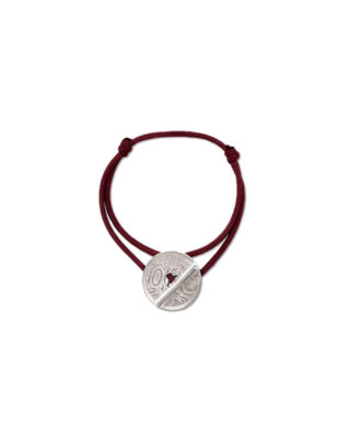 Bracelet le T – 10 centimes argent – Bordeaux par la marque LE SOU FRANÇAIS LE SOU FRANÇAIS - Bracelet le T – 10 centimes argent – Bordeaux