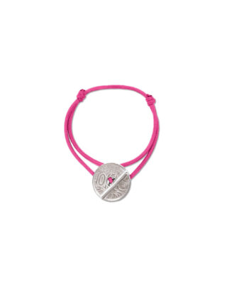 Bracelet le T – 10 centimes argent – Rose Vif par la marque LE SOU FRANÇAIS LE SOU FRANÇAIS - Bracelet le T – 10 centimes argent – Rose Vif