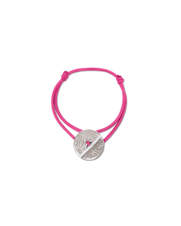 01LSF 10T 0005 Le Sou Français - Bracelet le T - 10 centimes argent - Rose Vif