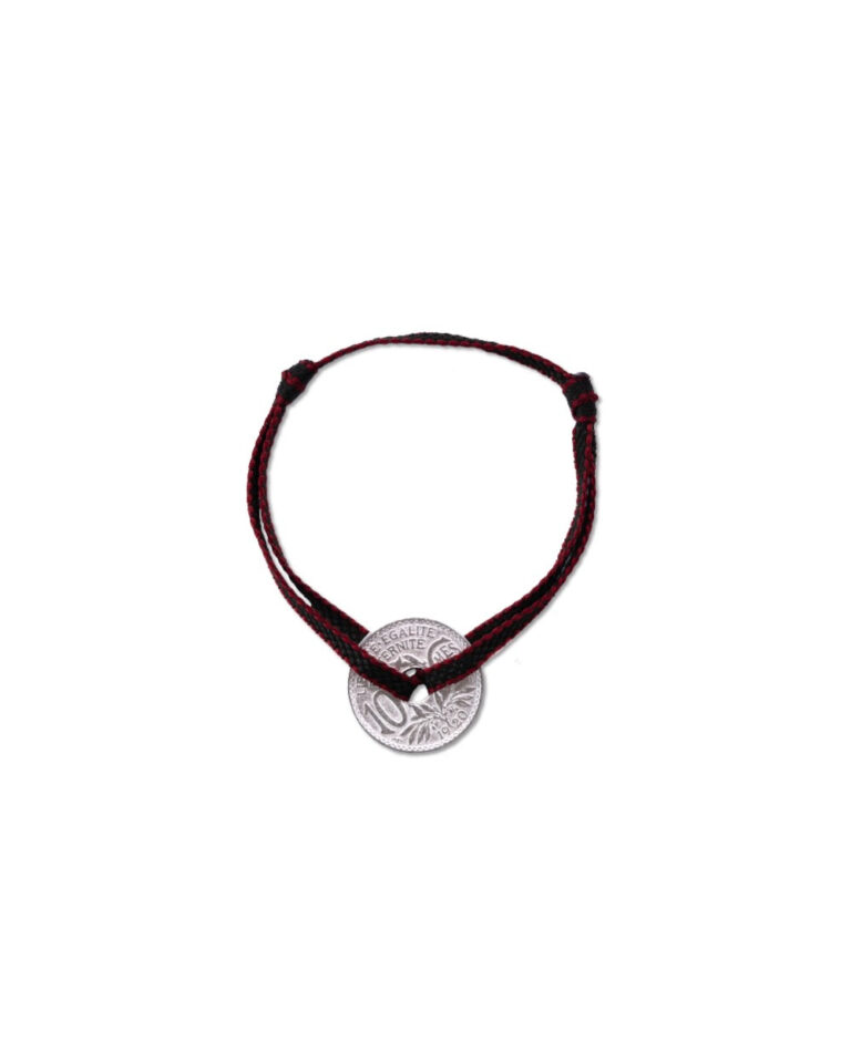 Le Sou Français - Bracelet Vincennes - 10 centimes argent - Plat Kaki Rouge