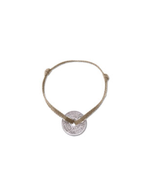 Bracelet Vincennes – 10 centimes argent – Plat Beige par la marque LE SOU FRANÇAIS LE SOU FRANÇAIS - Bracelet Vincennes – 10 centimes argent – Plat Beige