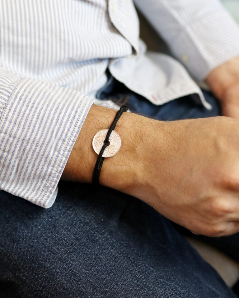LE SOU FRANÇAIS - Bracelet Montmartre - 25 centimes argent - Noir