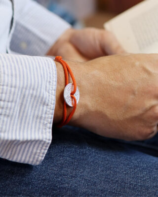Bracelet Montmartre – 25 centimes argent – Orange Vif par la marque LE SOU FRANÇAIS LE SOU FRANÇAIS - Bracelet Montmartre – 25 centimes argent – Orange Vif