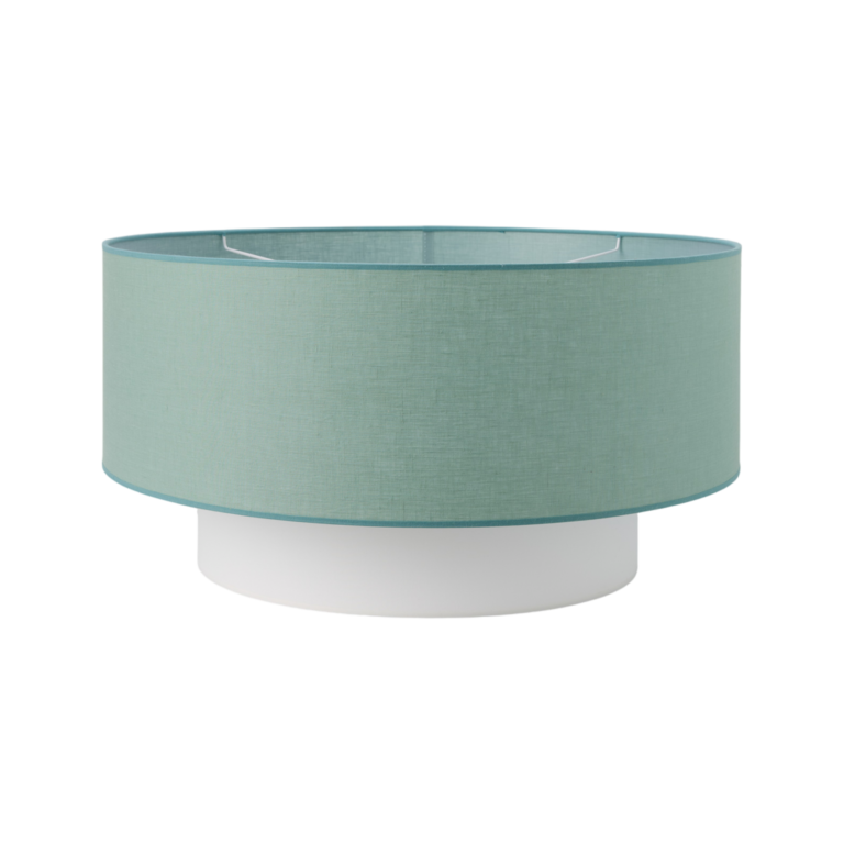 01 de deco abat jour camif signature bleu tissus n camif 10039415 ESSENTIELS PAR CAMIF - Abat-jour pour suspension tissu blanc et vert 60 cm Rym