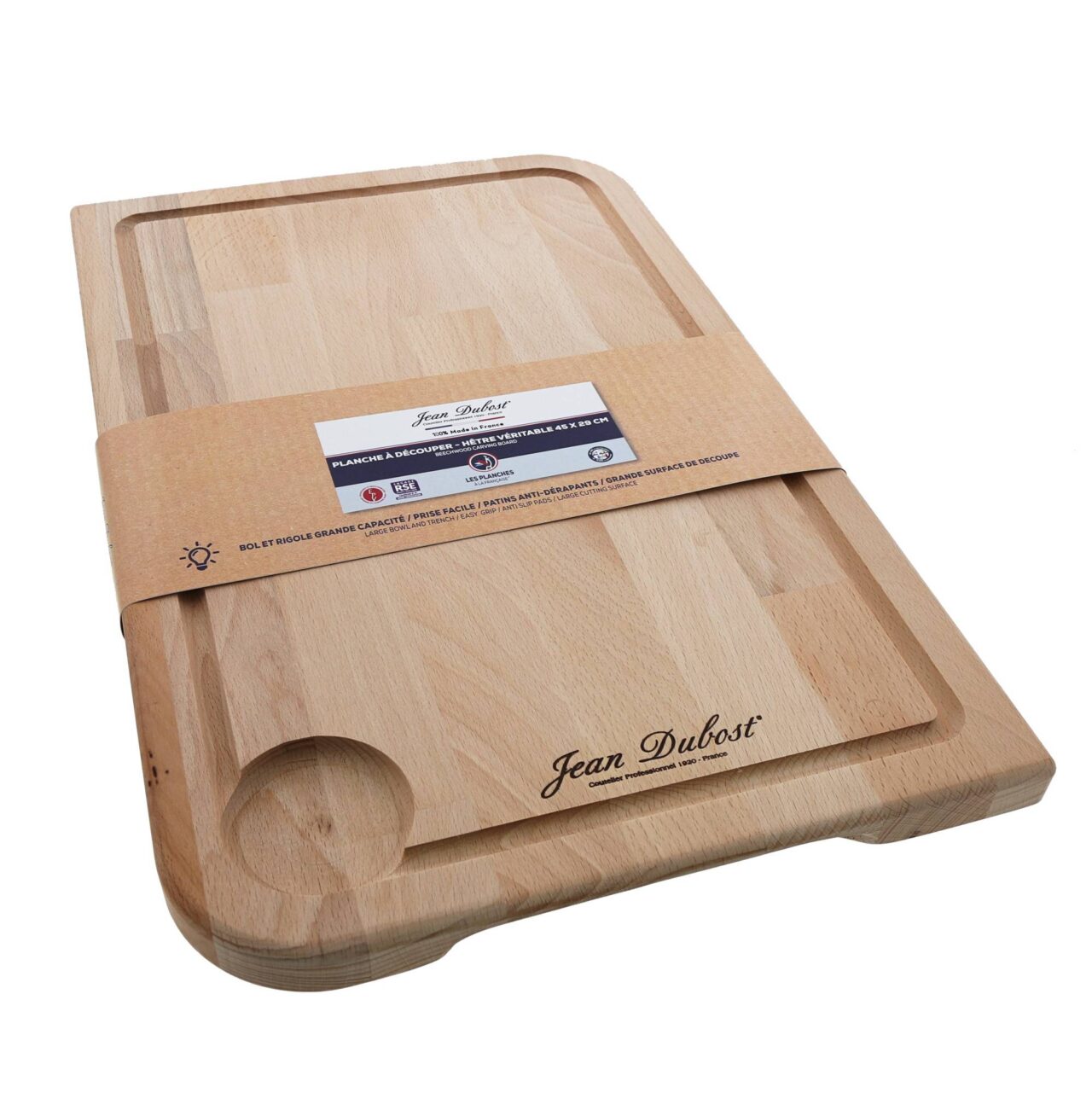 01 de deco couverts et menageres jean dubost bois clair bois jean dubost n 10038916 ESSENTIELS PAR CAMIF - Planche à découper avec bol et rigole 45 x 29 cm - Jean Dubost