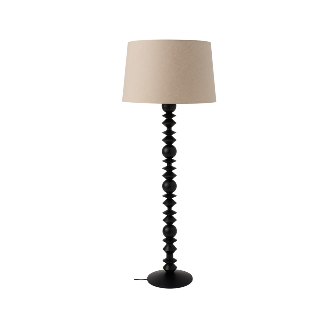 01 de deco lampadaires camif signature beige lin n camif 10039405 CAMIF SIGNATURE - Lampadaire pied bois noir structuré et abat-jour beige Rolande