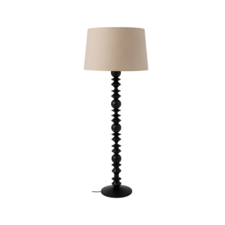 Lampadaire pied bois noir structuré et abat-jour beige Rolande par la marque Camif Camif - Lampadaire pied bois noir structuré et abat-jour beige Rolande