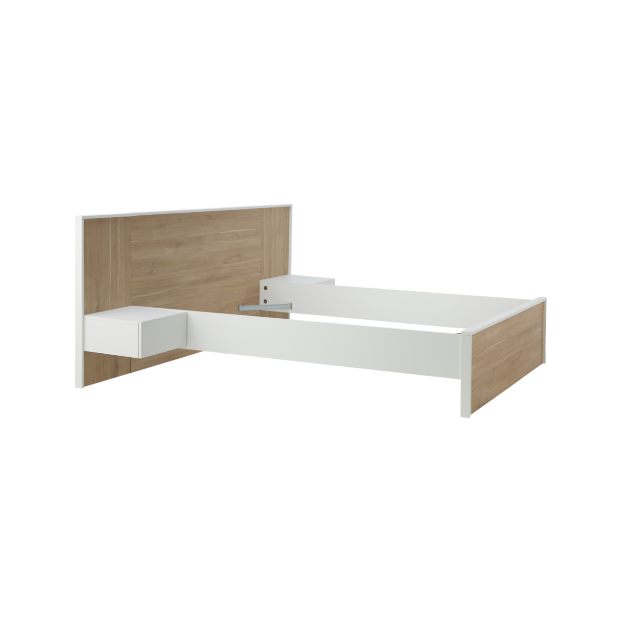 ESSENTIELS PAR CAMIF - Lit avec chevets intégrés et tiroir en option décor bois Palerme
