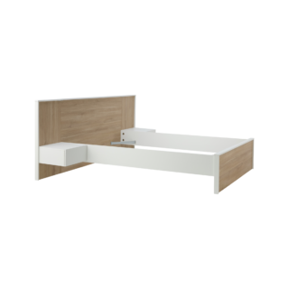 Lit avec chevets intégrés et tiroir en option décor bois Palerme par la marque Camif Camif - Lit avec chevets intégrés et tiroir en option décor bois Palerme