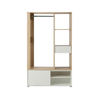 Meuble d’entrée vestiaire blanc et décor bois Paul par la marque Camif Camif - Meuble d’entrée vestiaire blanc et décor bois Paul