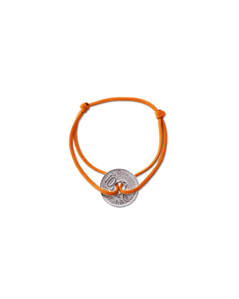 Le Sou Français - Bracelet Vincennes - 10 centimes argent - Orange Vif