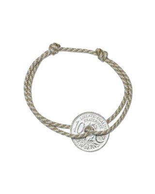 Bracelet Vincennes – 10 centimes argent – Biarrot Beige par la marque LE SOU FRANÇAIS LE SOU FRANÇAIS - Bracelet Vincennes – 10 centimes argent – Biarrot Beige