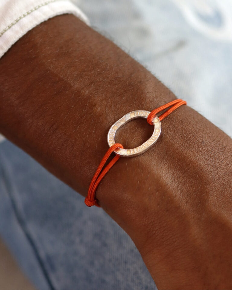 Le Sou Français - Bracelet Bastille - 10 francs argent - Orange Vif