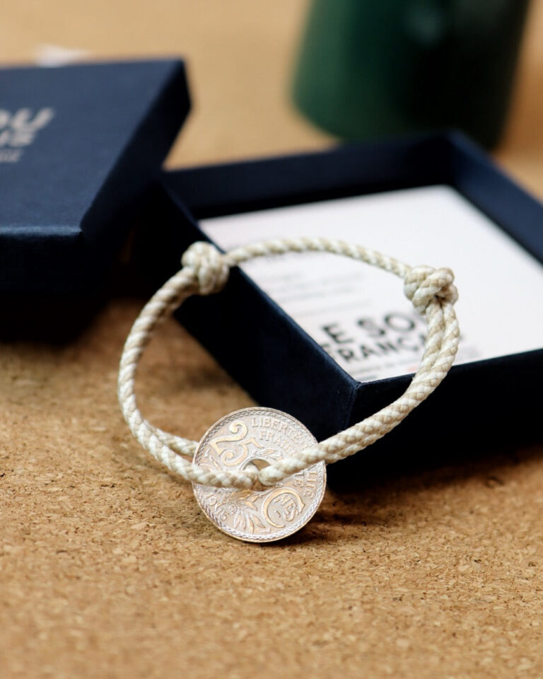 LE SOU FRANÇAIS - Bracelet Montmartre - 25 centimes argent - Biarrot Beige