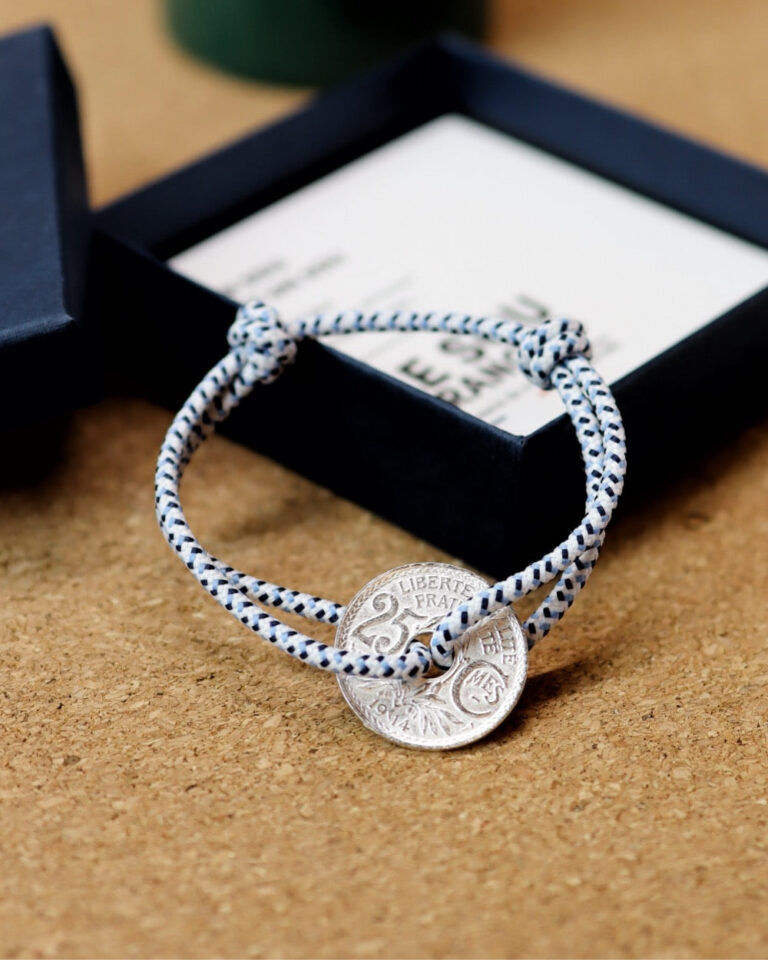 LE SOU FRANÇAIS - Bracelet Montmartre - 25 centimes argent - Marin