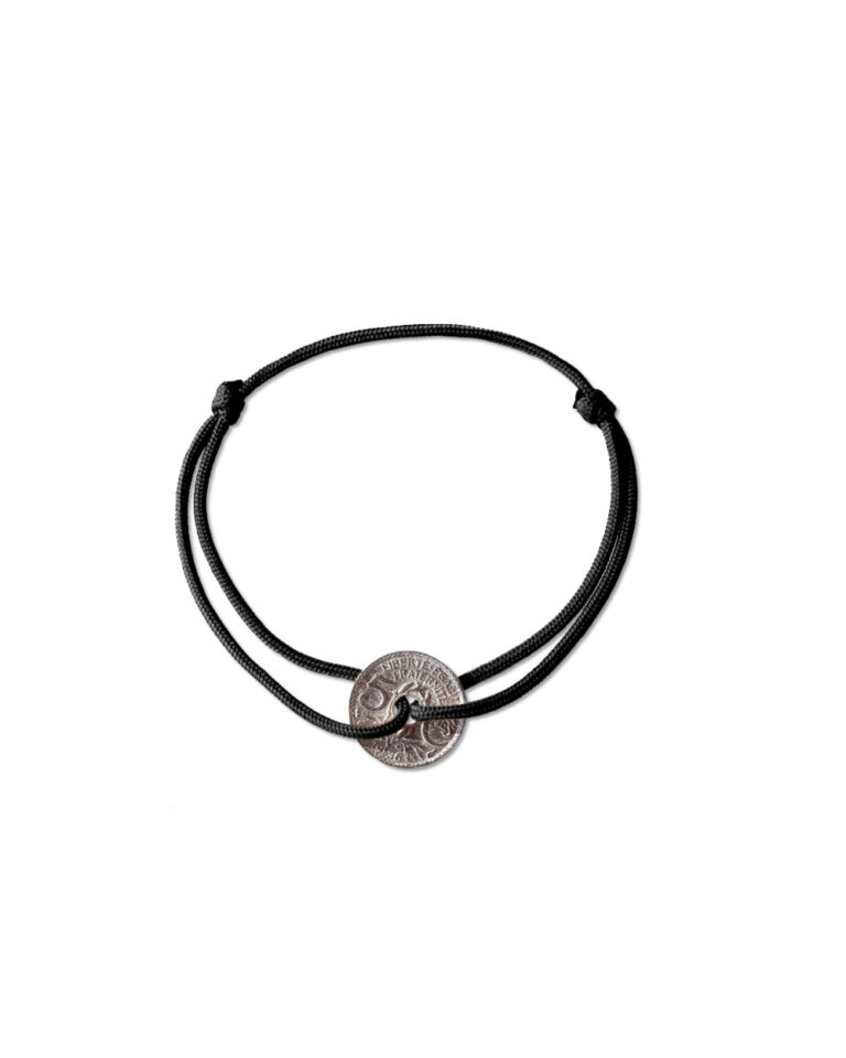 LE SOU FRANÇAIS - Bracelet Louvre - 5 centimes argent - Noir
