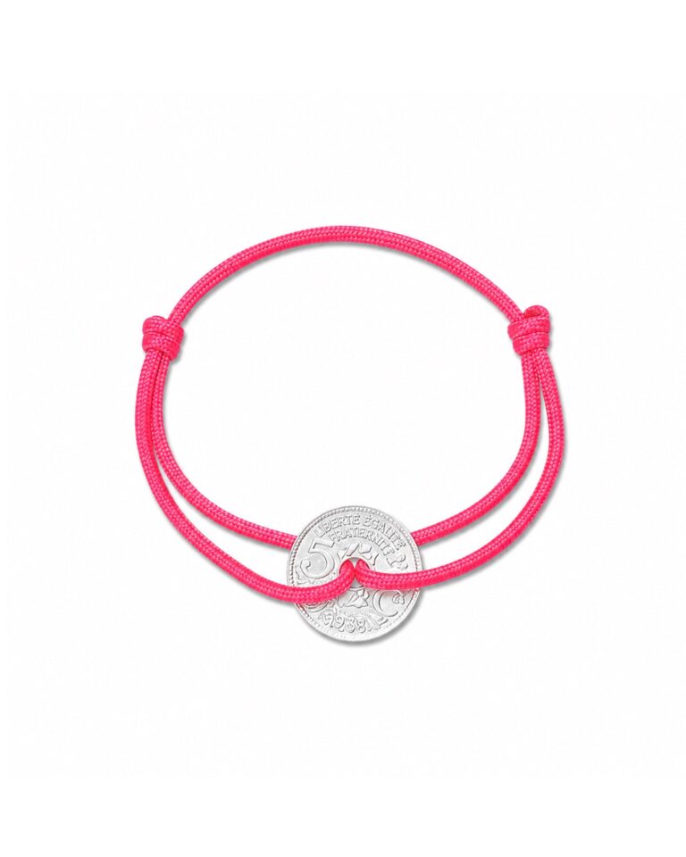 LE SOU FRANÇAIS - Bracelet Louvre - 5 centimes argent - Rose Vif