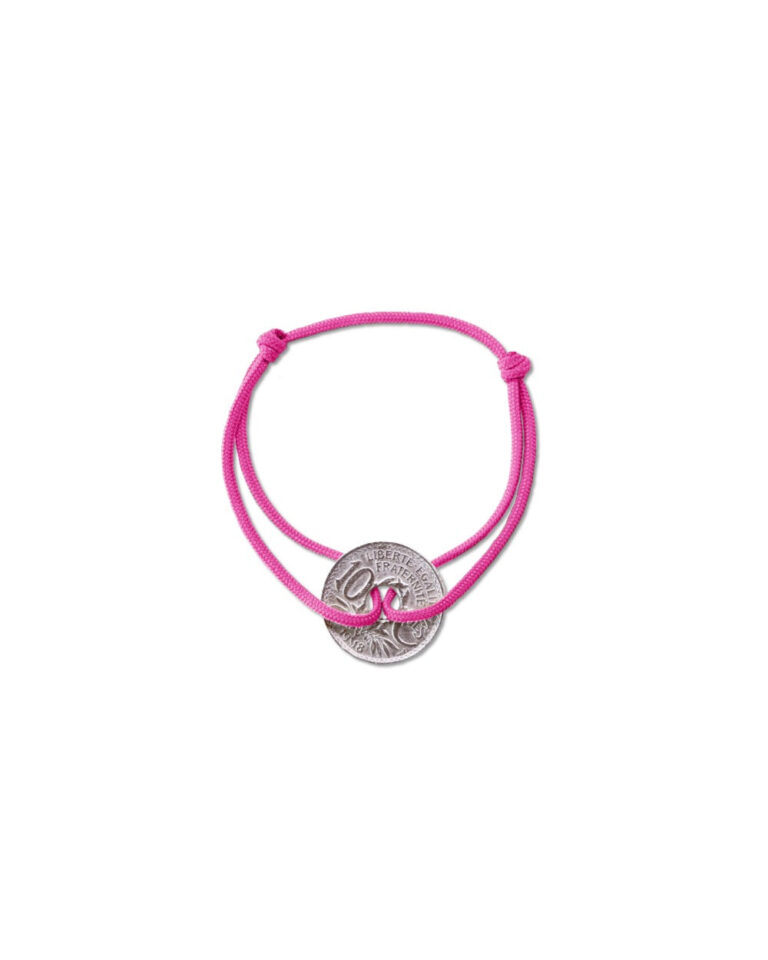 Le Sou Français - Bracelet Vincennes - 10 centimes argent - Rose Vif